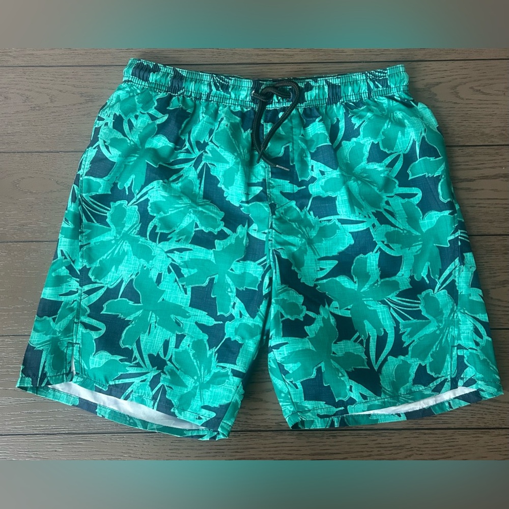 Z By Zella Mens Floral Swim Trunks In Green Size Small NWOT